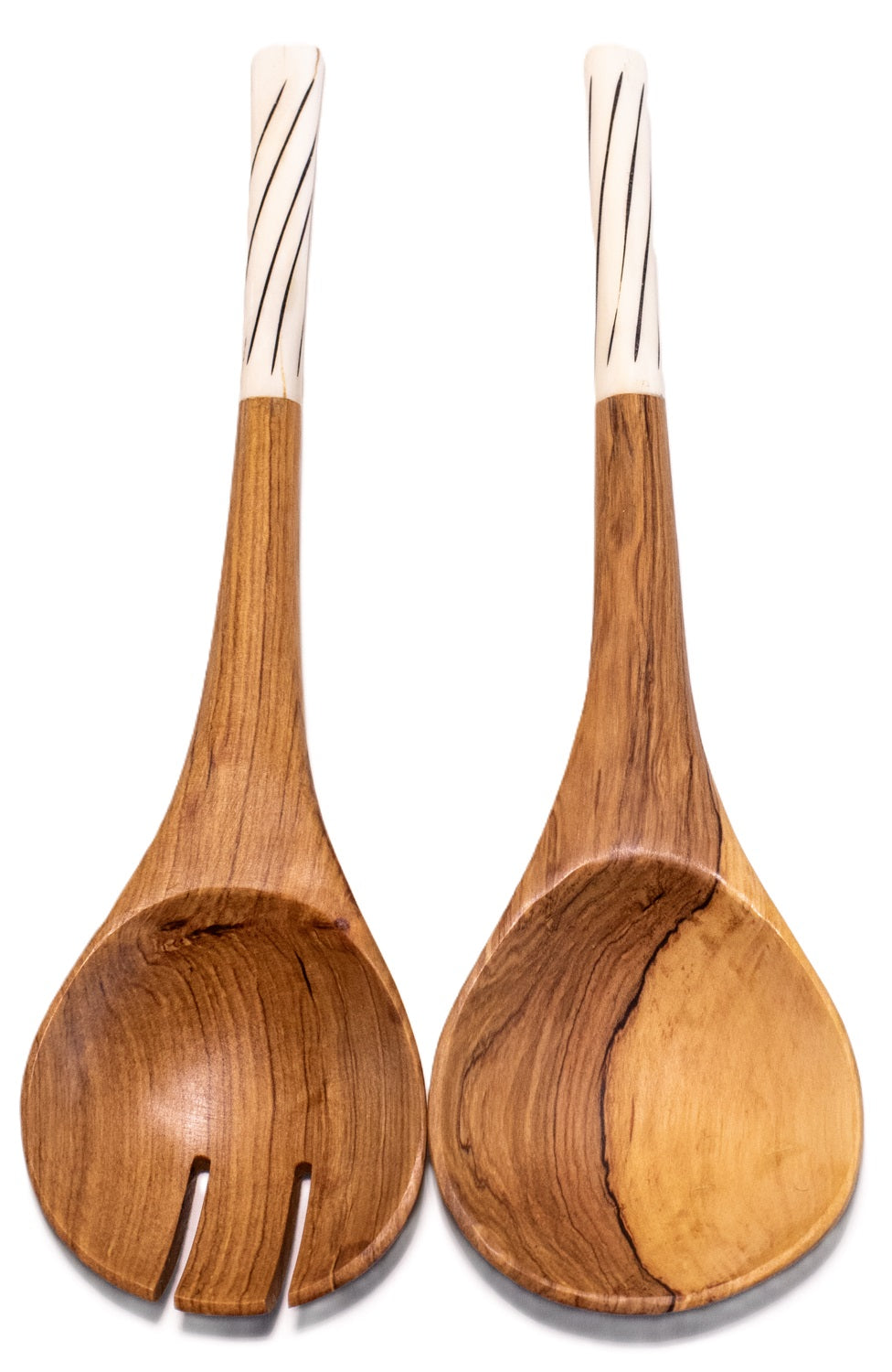 Kort salatbestik i oliventræ 2