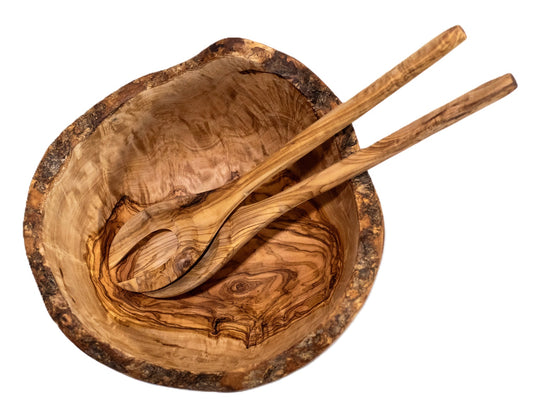 Klassisk salatbestik i Oliventræ