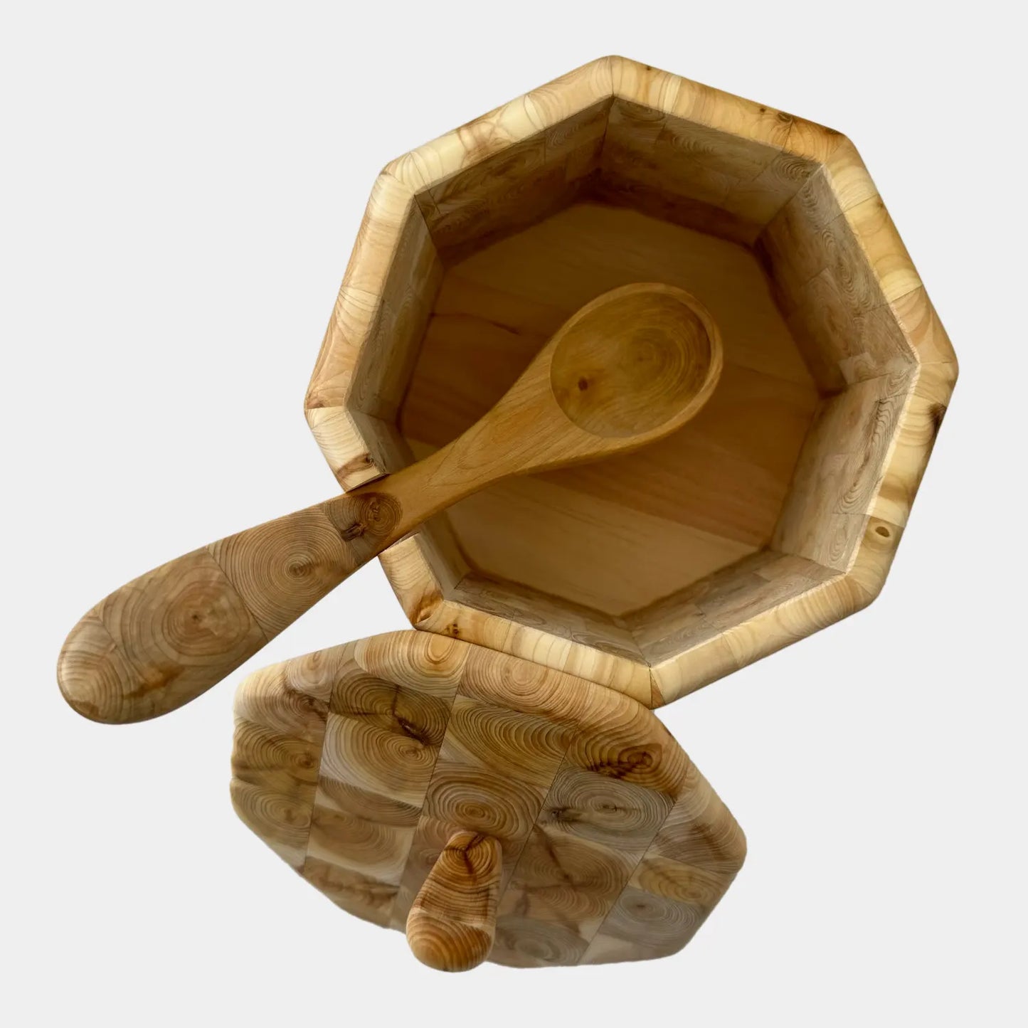 Sukkerskål i enebær med låg og ske