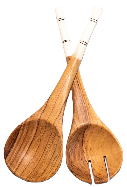 Kort salatbestik i oliventræ 3