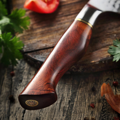 Damaskus køkkenkniv | Santoku | Palisander