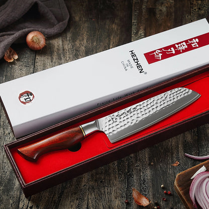 Damaskus køkkenkniv | Santoku | Palisander